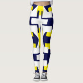 Abstrakt Art Dark Blue Yellow White Leggings (Vorderseite)