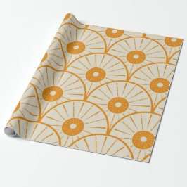 Abstrakt Art Deco Sun Muster Orange Geschenkpapier