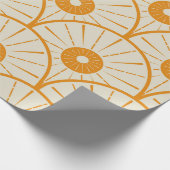 Abstrakt Art Deco Sun Muster Orange Geschenkpapier (Ecke)