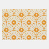 Abstrakt Art Deco Sun Muster Orange Geschenkpapier Set (Vorderseite 2)