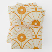 Abstrakt Art Deco Sun Muster Orange Geschenkpapier Set (Beispiel)