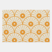 Abstrakt Art Deco Sun Muster Orange Geschenkpapier Set (Vorderseite)