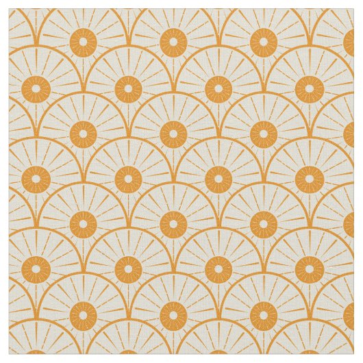 Abstrakt Art Deco Sun Muster Orange Stoff (Nahaufnahme)