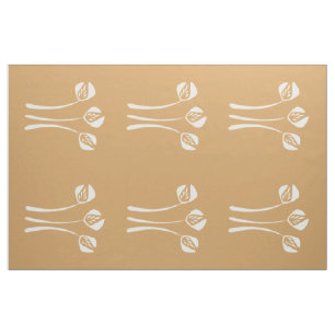 Abstrakt Art Deco White Sand Camel Floral Muster Stoff