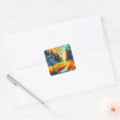 Abstrakt Art Disk Golf Thema Quadratischer Aufkleber (Umschlag)