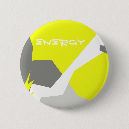 Abstrakt Art Energy Yellow Gray Button (Vorderseite)