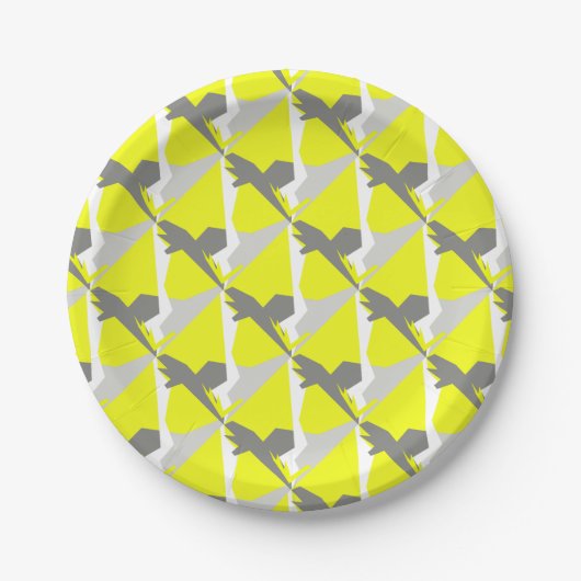 Abstrakt Art Energy Yellow Gray Pappteller (Vorderseite)