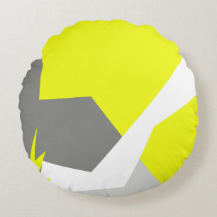 Abstrakt Art Energy Yellow Gray Rundes Kissen