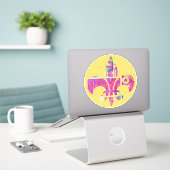 Abstrakt Art Fleur De Li Round Sticker (Laptop auf Schreibtisch)