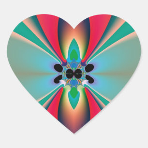 Abstrakt Art Funky Blume Herz-Aufkleber