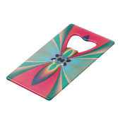 Abstrakt Art Funky Blume Kreditkartenflaschenöffner (Rückseite Schrägansicht)