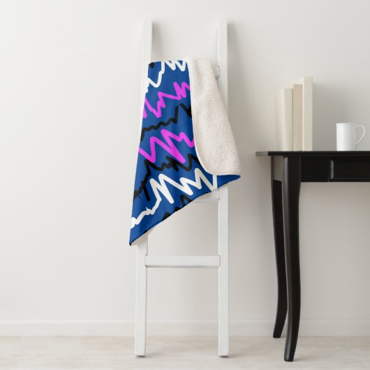 Abstrakt Art Funky Colorful ZigZags Throw Blanket Sherpadecke (Beispiel)