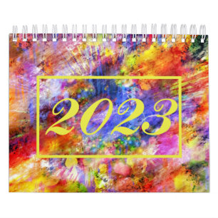 Abstrakt Art Gold Red Blue Cool 2023 Kalender