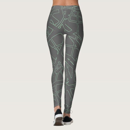 Abstrakt Art Grau Pale Pastel Grüner Minimalismus Leggings (Rückseite)