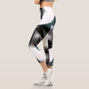 Abstrakt Art Gray Schwarz-weiß Capri Leggings