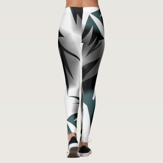 Abstrakt Art Gray Schwarz-weiß Leggings (Rückseite)