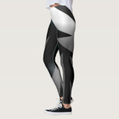 Abstrakt Art Gray Schwarz-weiß Leggings (Links)