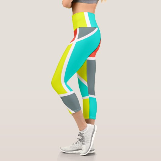 Abstrakt Art Gray Yellow Coral Minimalismus Capri Leggings (Links)