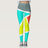 Abstrakt Art Gray Yellow Coral Minimalismus Leggings (Vorderseite)