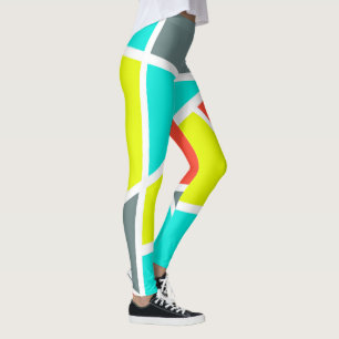 Abstrakt Art Gray Yellow Coral Minimalismus Leggings