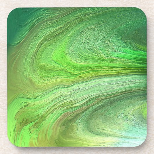Abstrakt Art Green Metallic Paint Untersetzer (Vorderseite)