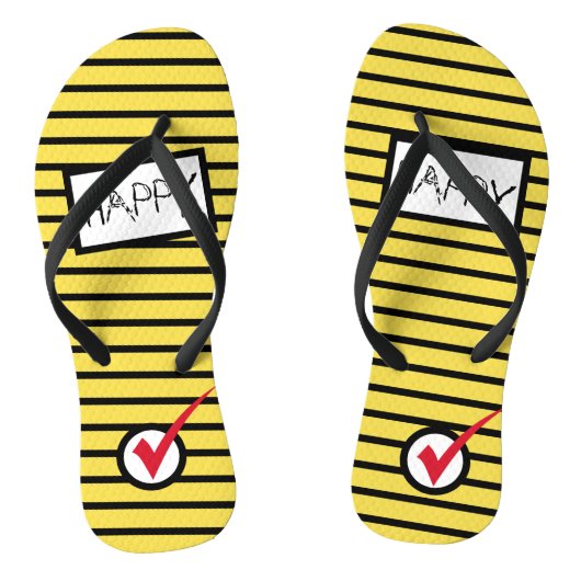 Abstrakt Art Happy Karo Tick Bee Flip Flops Badesandalen (Fußbett)