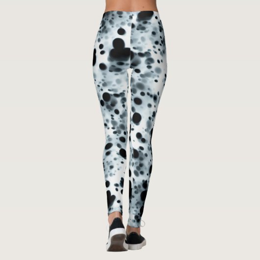 Abstrakt Art Inky Blue Polka Dot Storm Leggings (Rückseite)