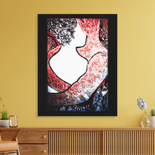 Abstrakt Art Interracial Pärchen in liebevoller Um Leinwanddruck (Insitu (Wohnzimmer))