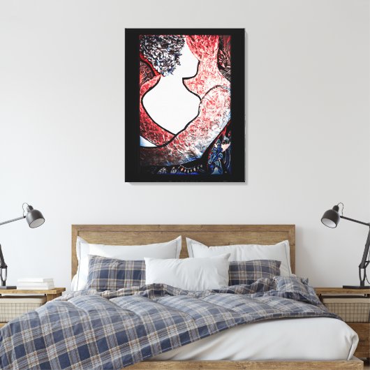 Abstrakt Art Interracial Pärchen in liebevoller Um Leinwanddruck (Insitu (Schlafzimmer))