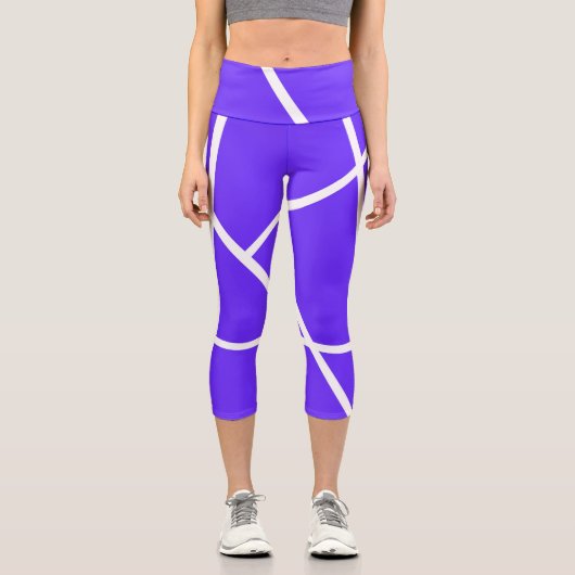 Abstrakt Art Lavender Blauer Weißer Minimalismus Capri Leggings (Vorderseite)