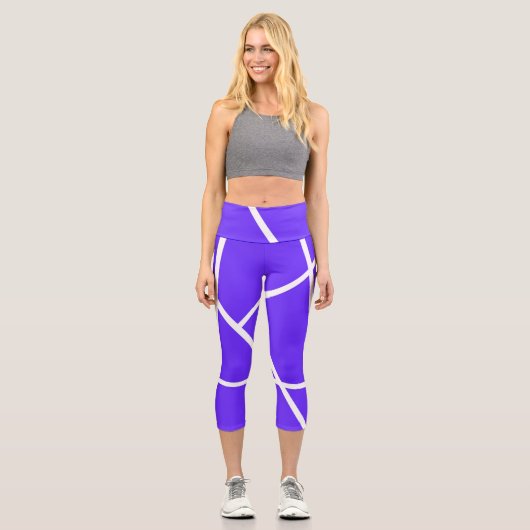 Abstrakt Art Lavender Blauer Weißer Minimalismus Capri Leggings (Vorderseite)
