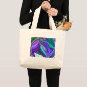 Abstrakt Art Lila N Aquamarin Leaf Jumbo Stoffbeutel (Vorderseite (Produkt))