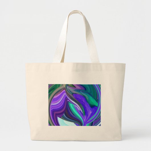 Abstrakt Art Lila N Aquamarin Leaf Jumbo Stoffbeutel (Vorne)