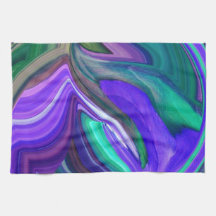 Abstrakt Art Lila N Aquamarin Leaf Küchentuch