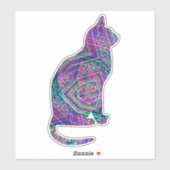 Abstrakt Art Lila Pink Muster Cat Art Aufkleber (Blatt)