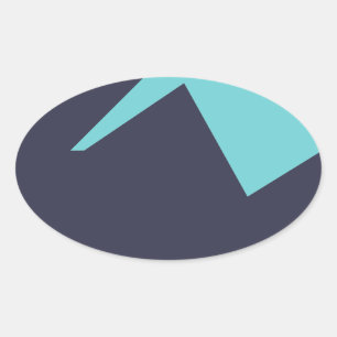 Abstrakt Art Minimalismus Blaues Weiß Ovaler Aufkleber