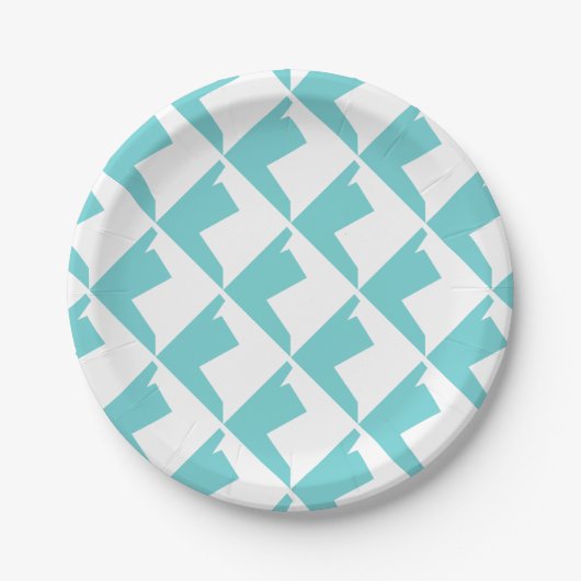 Abstrakt Art Minimalismus Blaues Weiß Pappteller (Vorderseite)