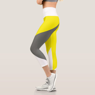 Abstrakt Art Minimalismus Graugelbe Weiß Capri Leggings