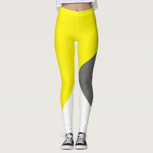 Abstrakt Art Minimalismus Graugelbe Weiß Leggings
