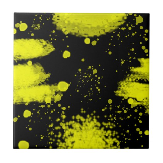 Abstrakt Art Minimalismus Schwarz Gelb Fliese (Vorderseite)