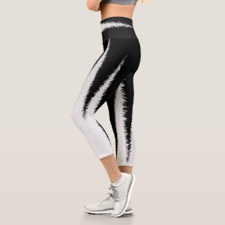 Abstrakt Art Minimalismus Schwarz-weiße Linien Capri Leggings