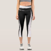 Abstrakt Art Minimalismus Schwarz-weiße Linien Capri Leggings (Vorderseite)