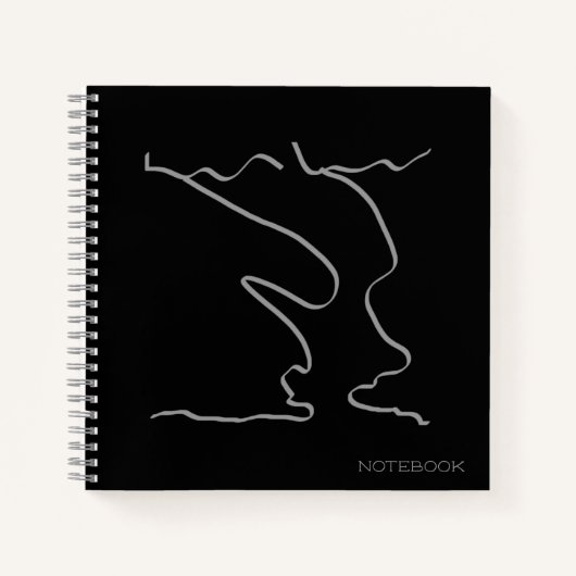 Abstrakt Art Minimalistic Face Grau Black Notebook Notizbuch (Vorderseite)