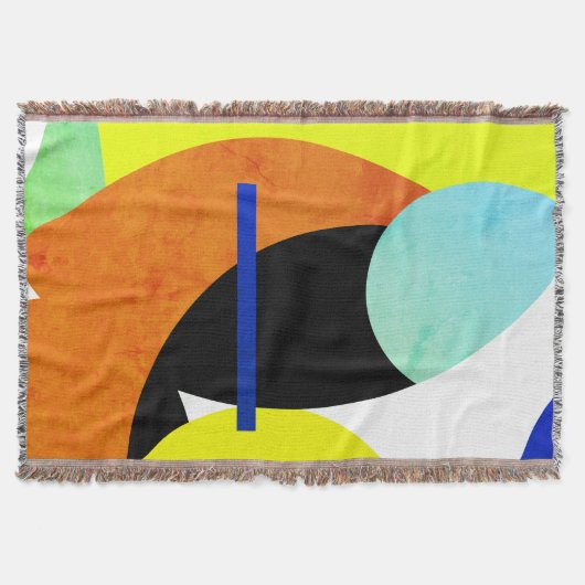 Abstrakt Art Minimalistisches Gelbblau Decke (Vorderseite)