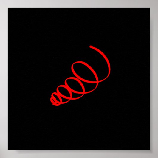 Abstrakt Art Minimalistisches Rotes Spiralschwarze Poster (Vorne)