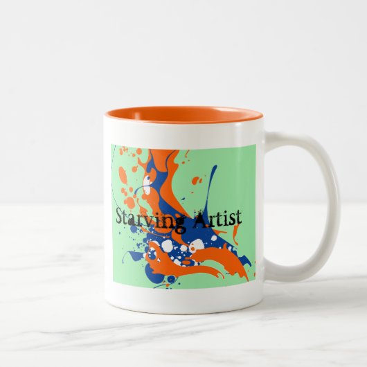 Abstrakt Art Minze Grüne Künstlerfarbe Zweifarbige Tasse (Rechts)