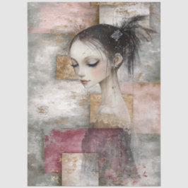Abstrakt Art Mixed Media Grunge Girl Decoupage Seidenpapier