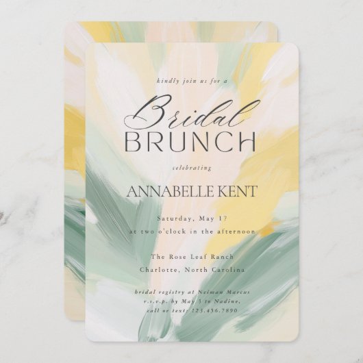 Abstrakt Art Modern Malerei Hochzeit Bridal Brunch Einladung (Vorne/Hinten)