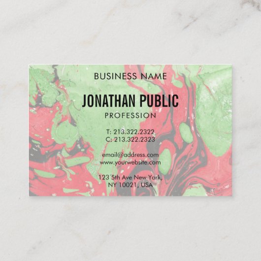 Abstrakt Art Moderne Elegante Rot-Grüne Vorlage Visitenkarte (Rückseite)