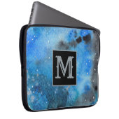 Abstrakt Art Monogram Blue Black Watercolor Notebo Laptopschutzhülle (Vorne Rechts)